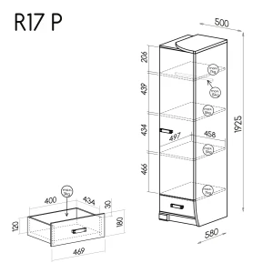 Szafa z szufladą prawa Romero R17P Dąb Canyon/Arusha