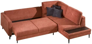 Narożnik z funkcją spania i pojemnikiem na pościel prawy Costa Rudy