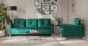 Fotel nowoczesny na nóżkach do salonu Costa Zielony