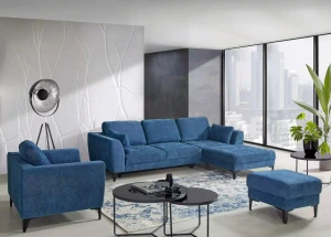 Narożnik do salonu Imperia lewy niebieski