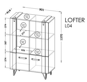 Regał Lofter LO4 Dąb Wotan/Beton Millenium