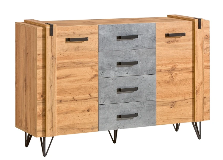 Komoda Lofter LO5 Dąb Wotan/Beton Millenium