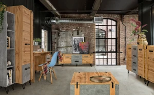 Komoda Lofter LO5 Dąb Wotan/Beton Millenium