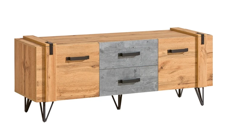 Szafka RTV Lofter LO7 Dąb Wotan/Beton Millenium