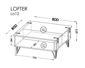 Stolik Lofter LO12 Dąb Wotan/Beton Millenium
