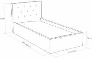 Łóżko jednoosobowe z materacem 80x200 Star Szare