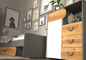 Komoda Carini CA6 Dąb Nash/Biały Brylantowy/Grafit