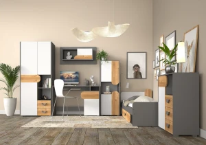 Szafka Carini CA9 Dąb Nash/Biały Brylantowy/Grafit