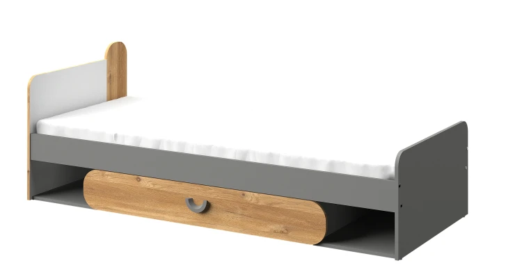 Łóżko 80x190 z materacem Carini CA11 Dąb Nash/Biały Brylantowy/Grafit