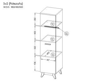 Bieliźniarka 45 cm SVEN SV2 Dąb Nash/Sosna Andersen