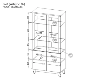 Witryna 85 cm Sven SV3 Dąb Nash/Sosna Andersen