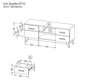 RTV 135 cm Sven SV5  Dąb Nash/Sosna Andersen