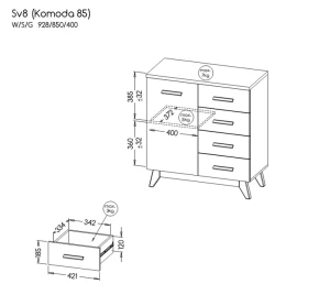 Komoda 80 cm Sven SV8 Dąb Nash/Sosna Andersen