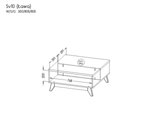 Stolik kawowy 80,5 cm Sven SV10 Dąb Nash/Sosna Andersen