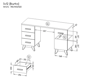 Biurko 140 cm Sven SV12 Dąb Nash/Sosna Andersen