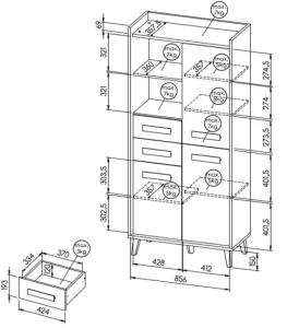 Szafka z regałem Werso W3 Dąb Riveria/Biały/Antracyt