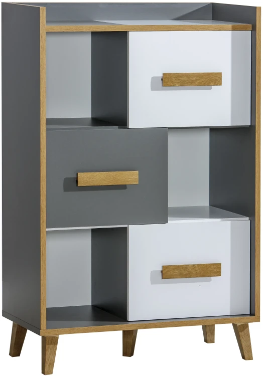 Regał  Werso W5 Dąb Riveria/Biały/Antracyt