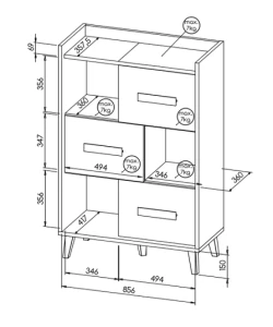 Regał  Werso W5 Dąb Riveria/Biały/Antracyt