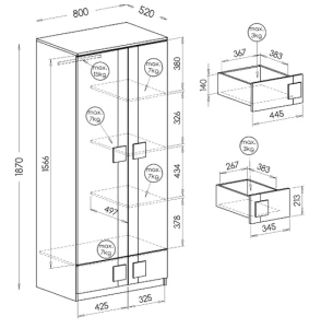 Szafa 80 cm Gumi G1 Biały/Antracyt