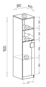 Regał 35 cm Gumi G10 Biały/Antracyt