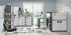 Łóżko piętrowe 90x200 cm Gumi G15 z materacem Biały/Antracyt