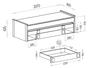 Łóżko rozsuwane 80x200 cm Gumi G16 Biały/Antracyt