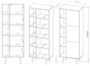 Regał Pinelli PN-03 Czarny grafit/Captains Deck