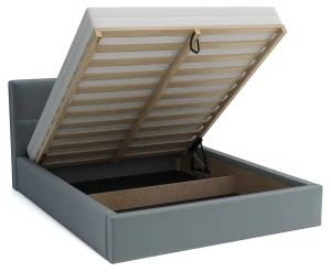 Łóżko dwuosobowe 160x200 z materacem - Alaska Czarne Eko skóra