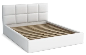Łóżko młodzieżowe 120x200 z pojemnikiem - Alaska Białe Eko skóra
