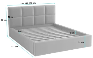 Łóżko dwuosobowe 180x200 z materacem - Alaska Turkusowe