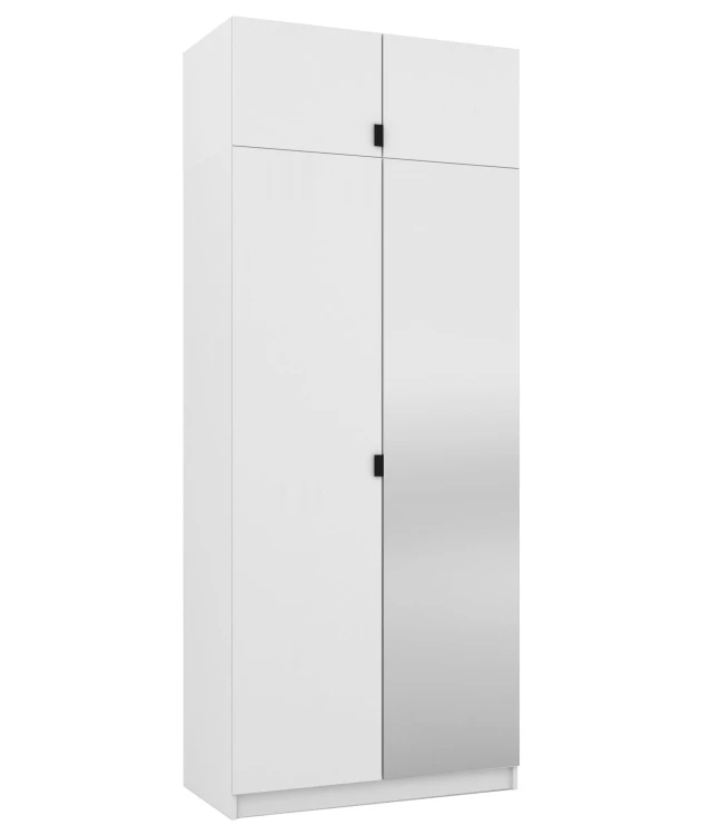Szafa z lustrem i nadstawką 100 cm garderoba modułowa FOXEN Biała