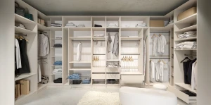 Modułowa szafa garderobiana z nadstawką 100 cm otwarta FOXEN Cashmere