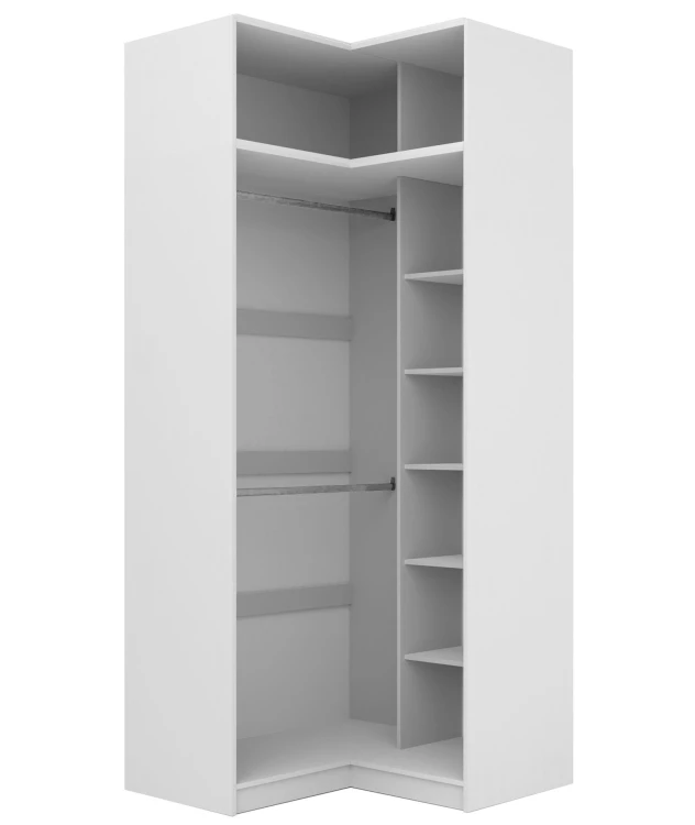 Modułowa szafa narożna z nadstawką  50 cm otwarta FOXEN Biała