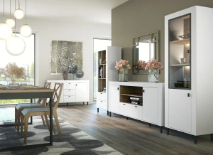 Witryna Mossa MO3 Biały/Dąb Whisky