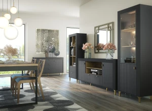 Witryna Mossa MO3 Czarny/Dąb Whisky