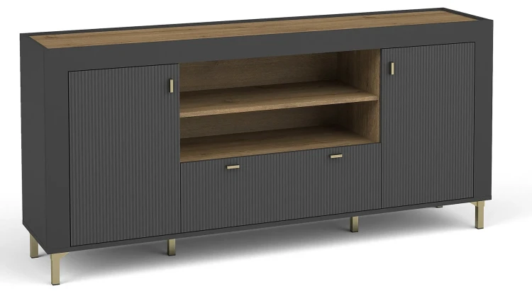 Komoda Mossa MO7 Czarny/Dąb Whisky