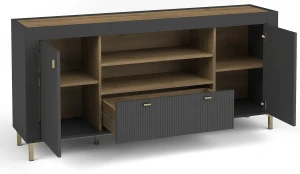 Komoda Mossa MO7 Czarny/Dąb Whisky