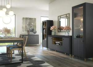 Komoda Mossa MO7 Czarny/Dąb Whisky