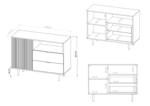 Komoda Nubia K1D2SZ Czarny Mat