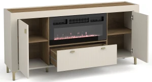 Komoda do salonu Mossa MO7 z kominkiem Cashmere/Dąb Whisky