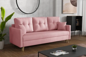 Kanapa z pojemnikiem rozkładana Lahti Różowa