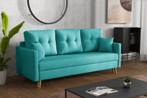 Kanapa z pojemnikiem rozkładana Lahti Turkusowa