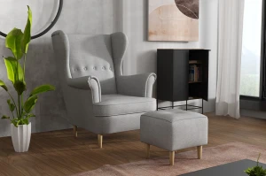 Fotel uszak Denver Jasny Szary