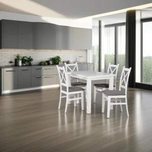 Stół z 4 krzesłami Z056 Biały matowy