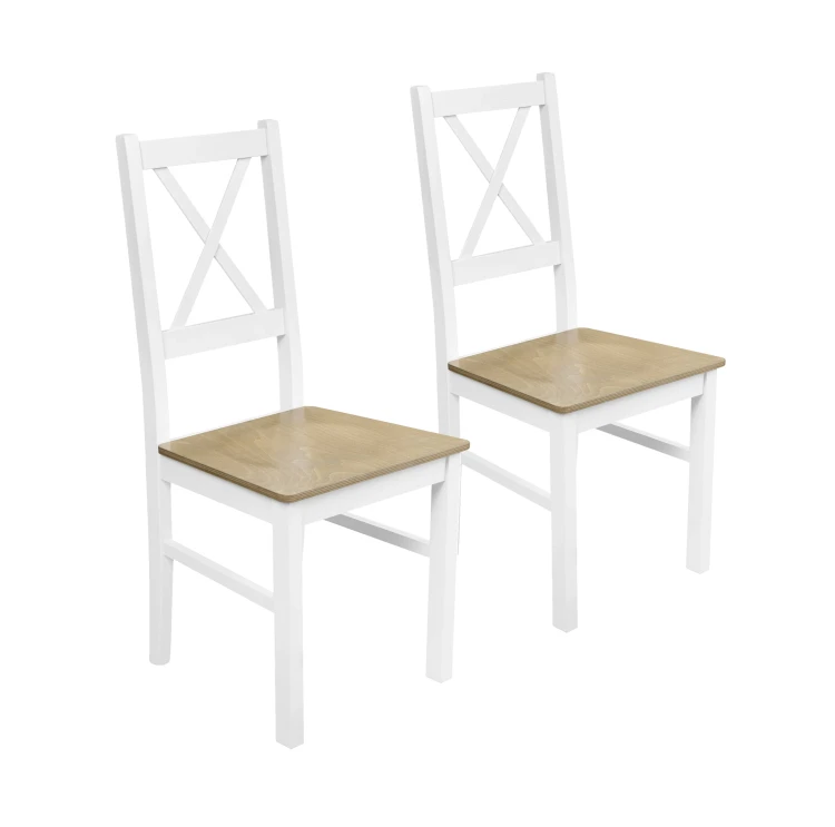 Komplet 2x Krzesło drewniane NIL10D Biały/Dąb Grandson