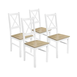 Komplet 4x Krzesło drewniane NIL10D Biały/Dąb Grandson