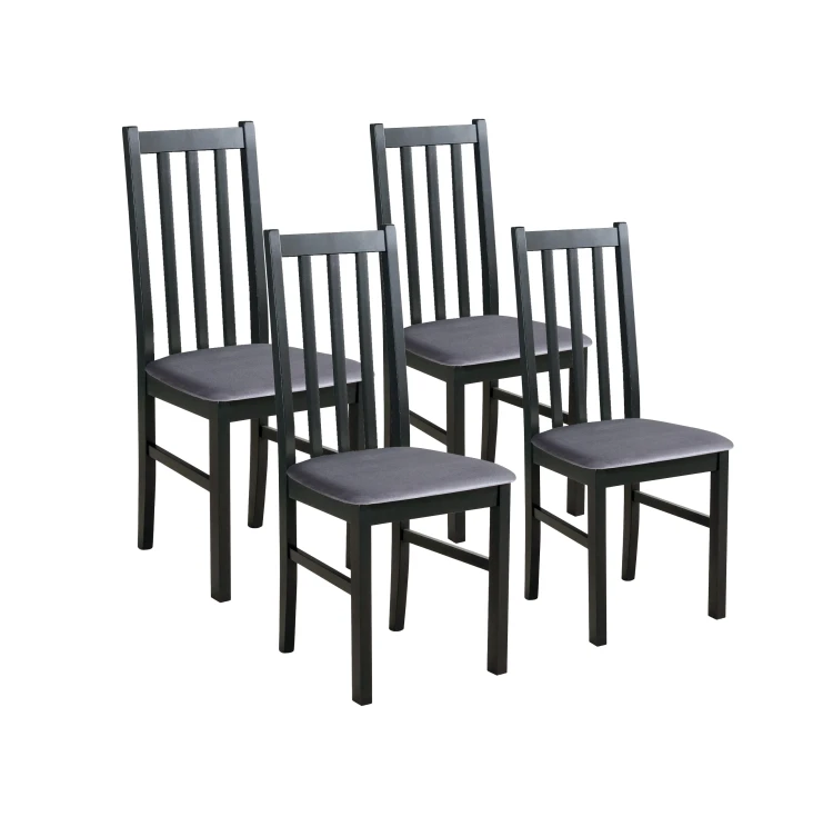Komplet 4x Krzesło drewniane BOS10 Czarne/Szare