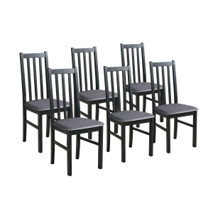 Komplet 6x Krzesło drewniane BOS10 Czarne/Szare