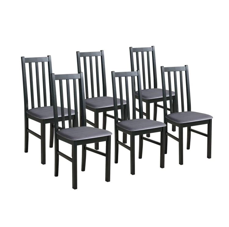Komplet 6x Krzesło drewniane BOS10 Czarne/Szare