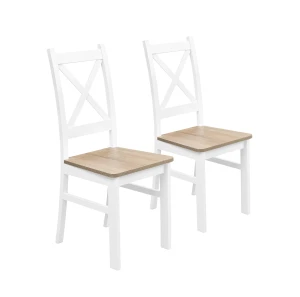 Komplet 2x Krzesło drewniane KRT Biały/Dąb Sonoma